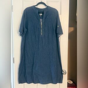 Anne Klein Women’s Denim Short Dress with Zipper.